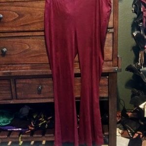 Velour Maroon Bell Bottoms